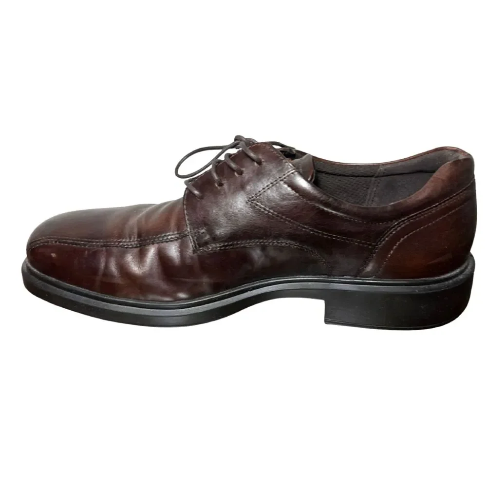 ECCO Mens Brown Leather Oxford Dress Shoes EU 44 US 10–10.5 No Original Insoles